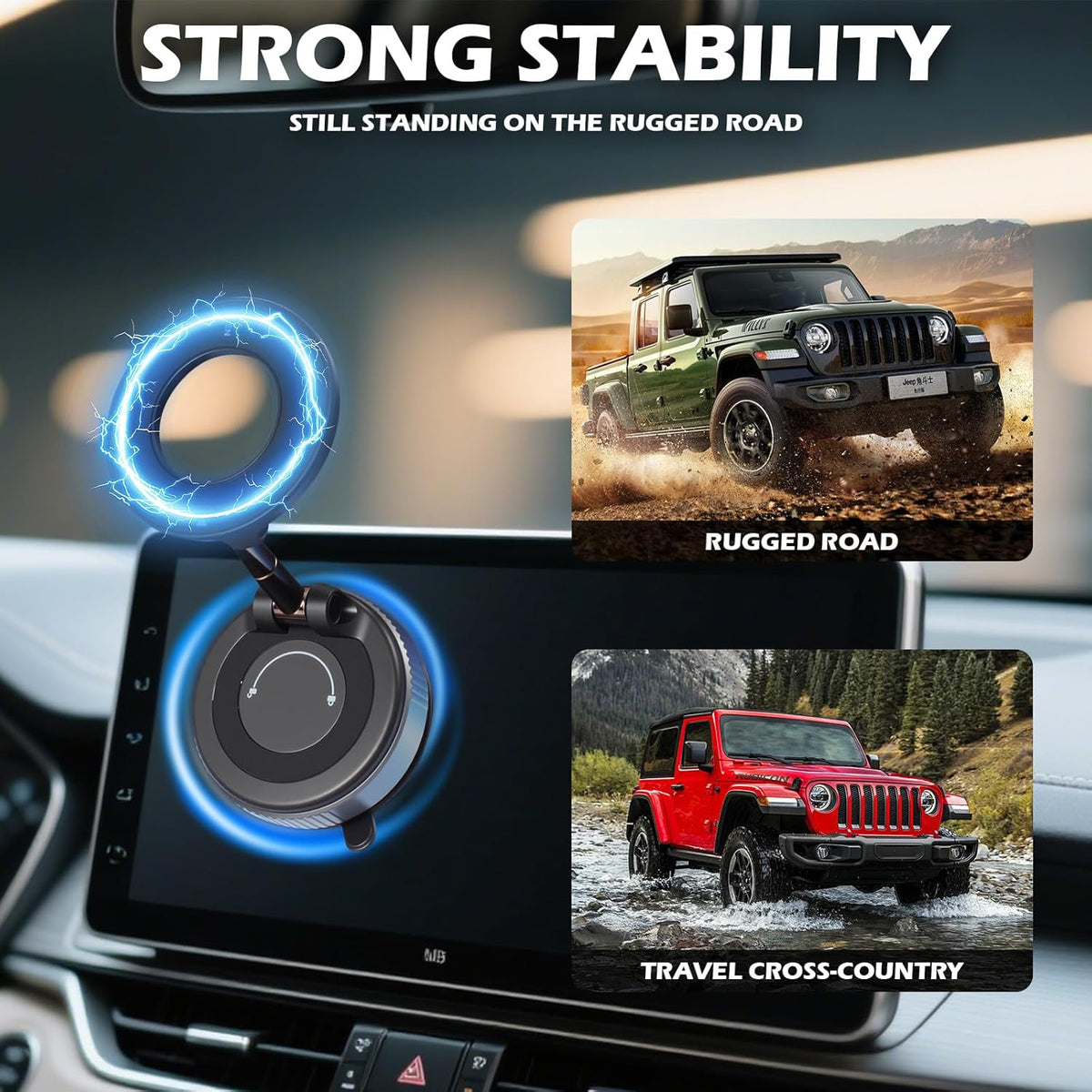 2025 Premium 360° Magnetic Car Phone Mount - Ultra-Strong Vacuum Suction for iPhone 16 Pro Max/Android - Foldable Adjustable Holder for Car/Truck/Gym/Home - Secure No-Slip Design (Black)