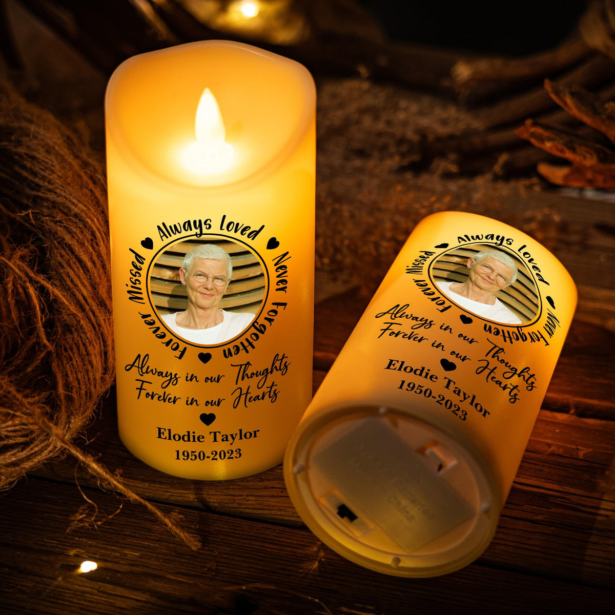 Kenon Custom Flameless LED Candles for Christmas, Personalized Photo 3D LED Memorial Candle, Bereavement Gifts for Loss of Mom Dad, Sympathy Gifts