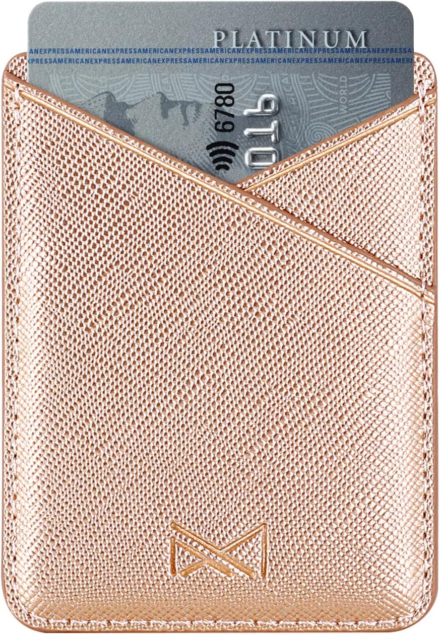 Phone Card Holder, Cell Phone Stick On Glitter PU Leather Sleeve, Credit for iPhone Samsung Most Smartphones