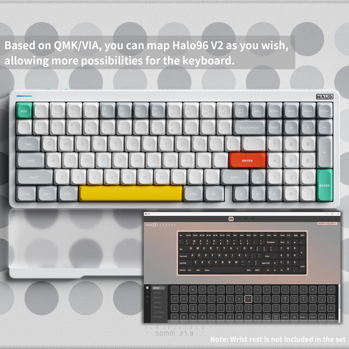 nuphy Halo96 V2 Wireless Mechanical Keyboard,Gasket Structure,96% Hot Swappable Gaming Keyboard, 99 Kyes RGB Backlit,Support QMK/VIA,Bluetooth/USB-C/2.4GHz-White,Mint Switches (37gf)
