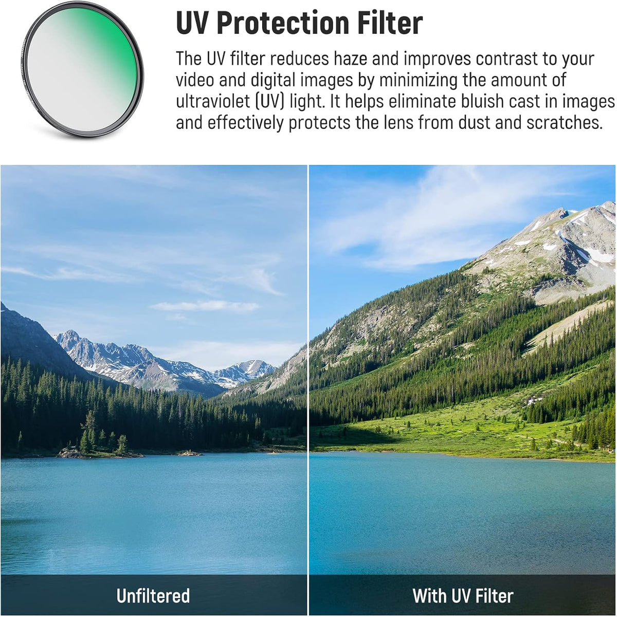 NEEWER 62mm UV CPL Lens Filter Kit, Circular Polarising Filter Set with HD Optical Glass