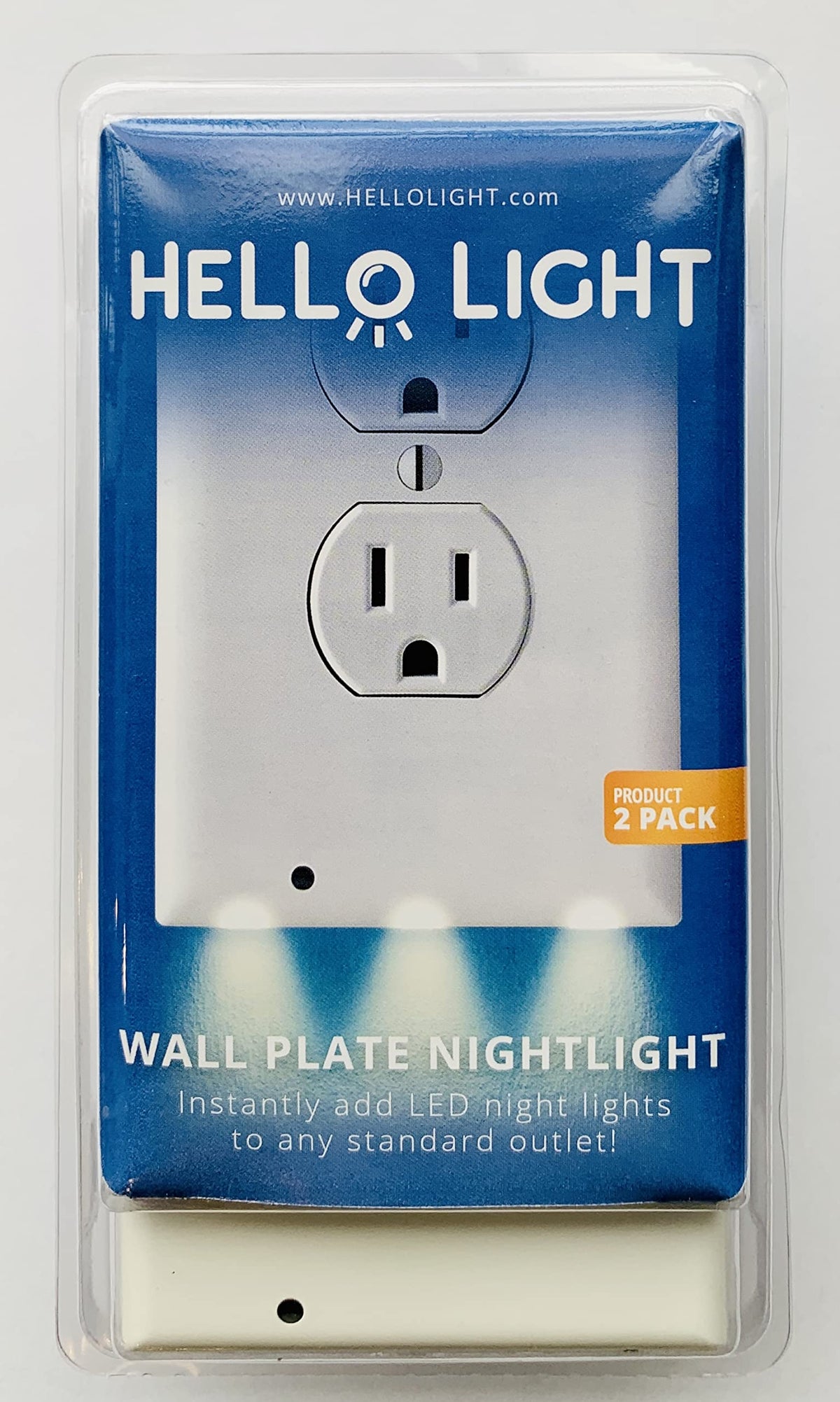 2 Pack - Wall Plate Night Light - Hello Light - LED Night Lights Built Into Electrical Outlet Wall Plates - Turn NightLight On/Off Automatically
