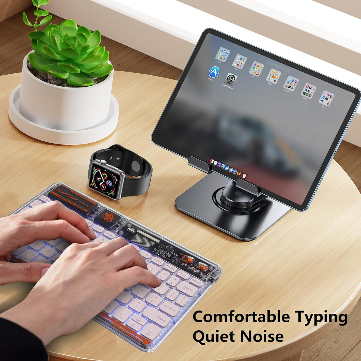 Slim Portable Wireless Bluetooth Keyboard, 10 Inch, 7 Colors Backlit, Rechargeable for Android Tablet, Smartphone,