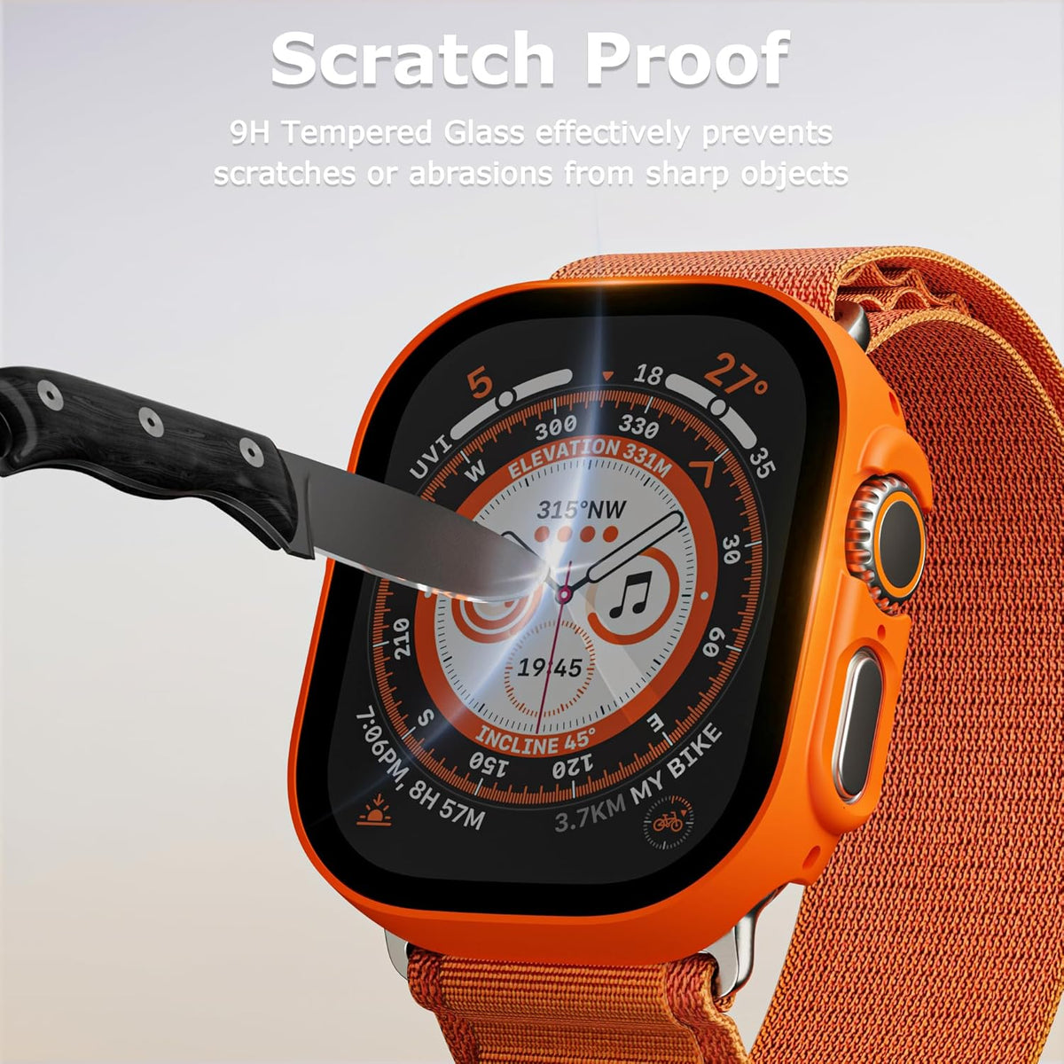 Apple Watch Ultra/Ultra 2 Bumper Case with Built-in Screen Protector, [2 Pack] Hard PC Shockproof Cover, Orange