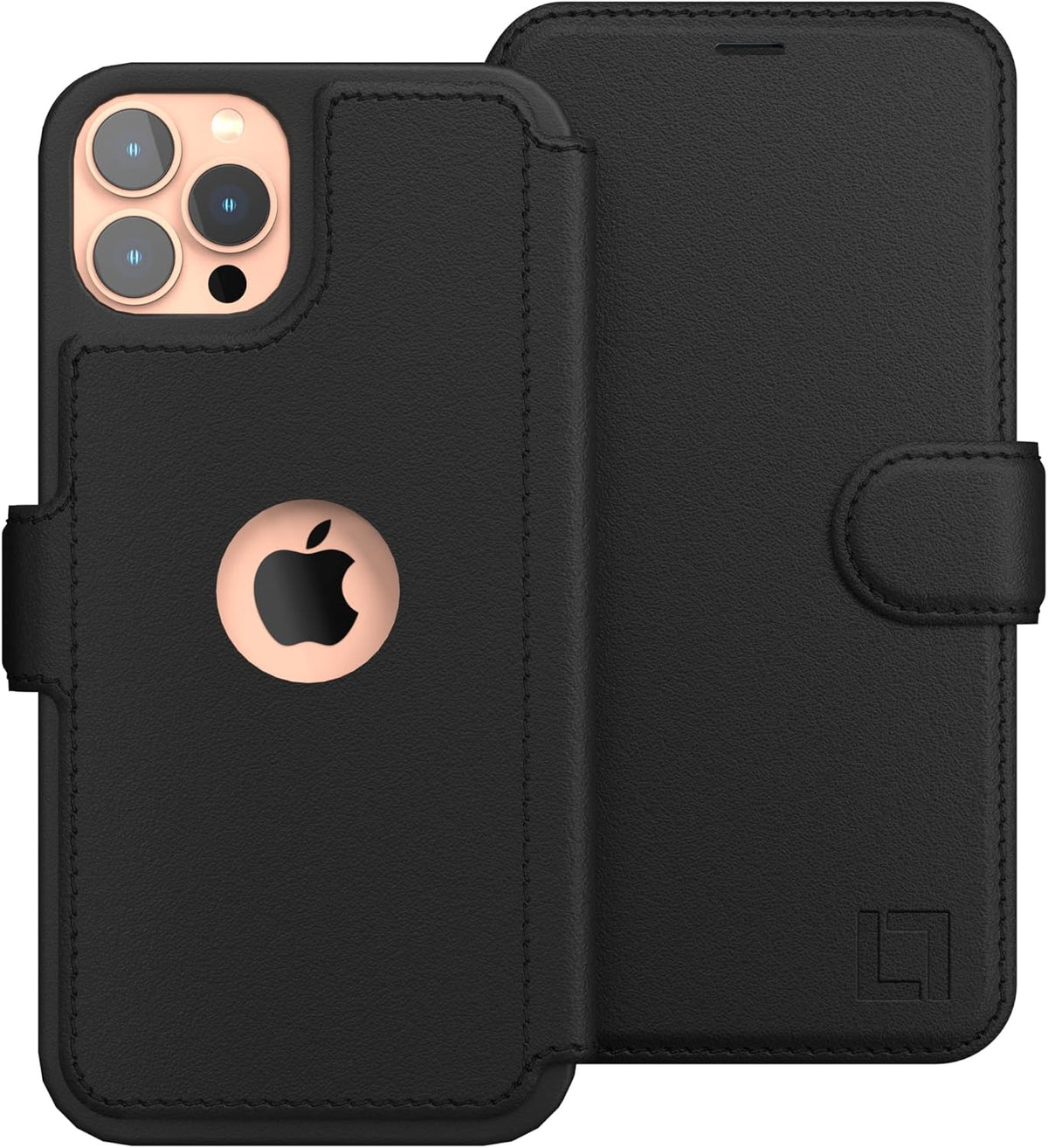 LUPA Legacy Wallet Case Compatible with iPhone 12 for Women & Men, Slim Durable Faux Leather Flip Cover, Black