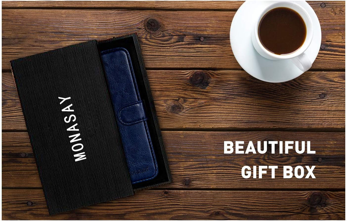 MONASAY Galaxy Note 9 Wallet Case, 6.4 inch, [Screen Protector Included][RFID Blocking] Flip Folio Leather Cover with