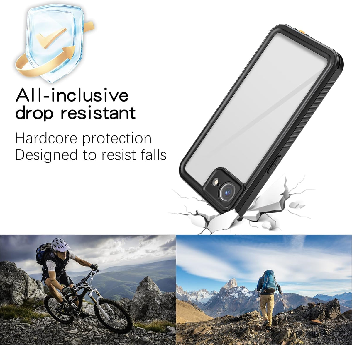 for iPhone 16E Case Waterproof - Built-in Privacy Screen Protector & HD Screen Protector [IP68 Underwater] Shockproof Dustproof Full Body Protection iPhone 16E Phone Case Black