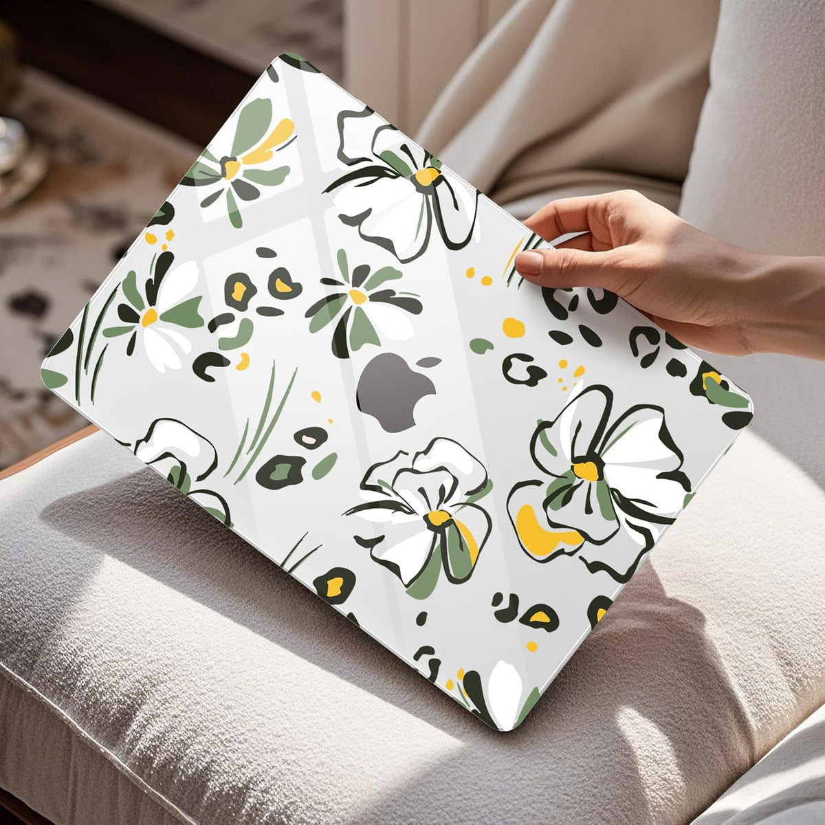 Mektron Compatible with M4 MacBook Air 15 inch Case 2025 A3241 2024 2023 M3 A3114 A2941 M2 Liquid Retina Display Touch ID, Plastic Hard Case & Keyboard Skin & Screen Protector - Abstract Floral C346