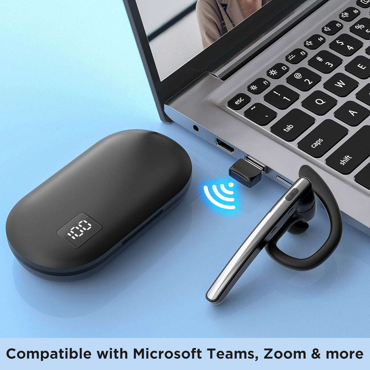 Bluetooth Headset V5.3, Wireless Earpiece with 600mAh Charging Case, 110H Playtime, Hands-Free Headset for Cell Phone