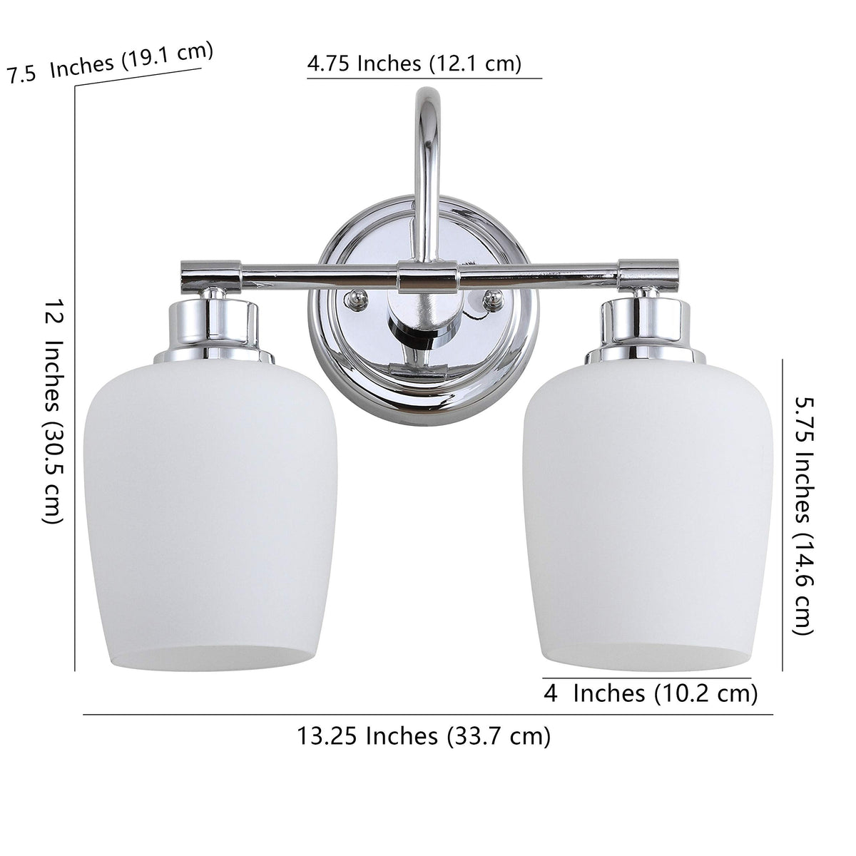 SAFAVIEH SCN4051A Rayden Chrome 2-Light Bathroom (LED Bulbs Included) Sconce