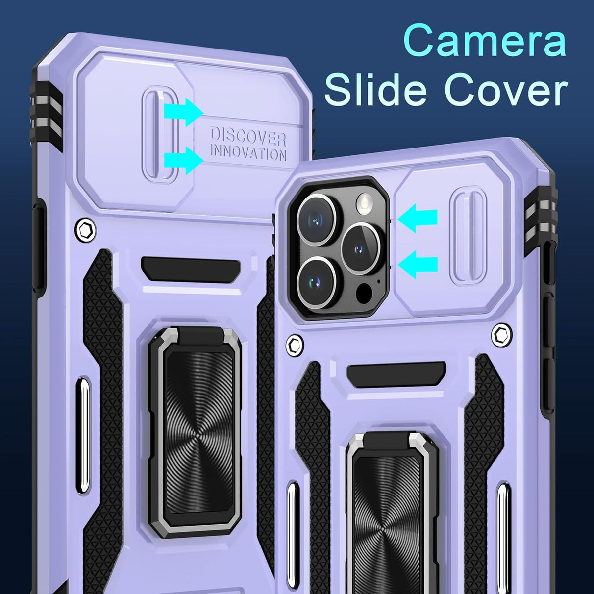 DEERLAMN iPhone 12 Pro Max Case - Light Purple, Military Grade Shockproof, Slide Camera Cover, Screen Protector,