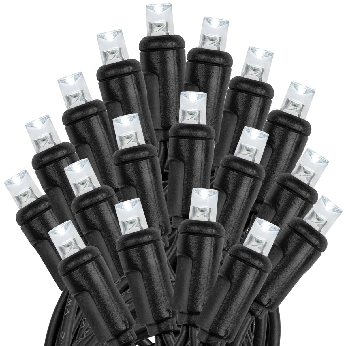 Novelty Lights 34ft Christmas String Lights, 100 Pure White LED Bulbs on Black Wire, 4" Spacing, Connectable Indoor Outdoor Commercial Grade Lighting