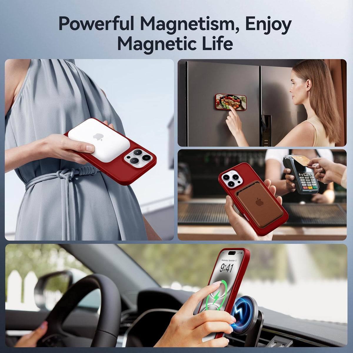 CASEKOO Designed for iPhone 16 Pro Case with Magnetic Invisible Stand [Military Drop Protection] [Compatible with MagSafe] Shockproof Slim Matte Translucent Case 6.3 Inch, Red