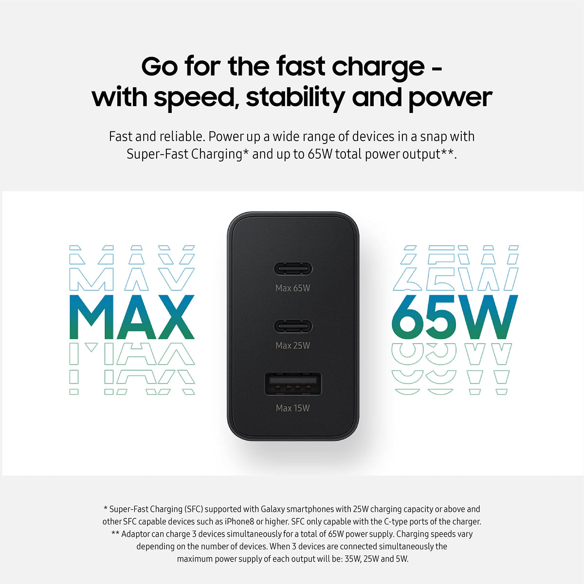 Samsung Black 65W Trio Adapter
