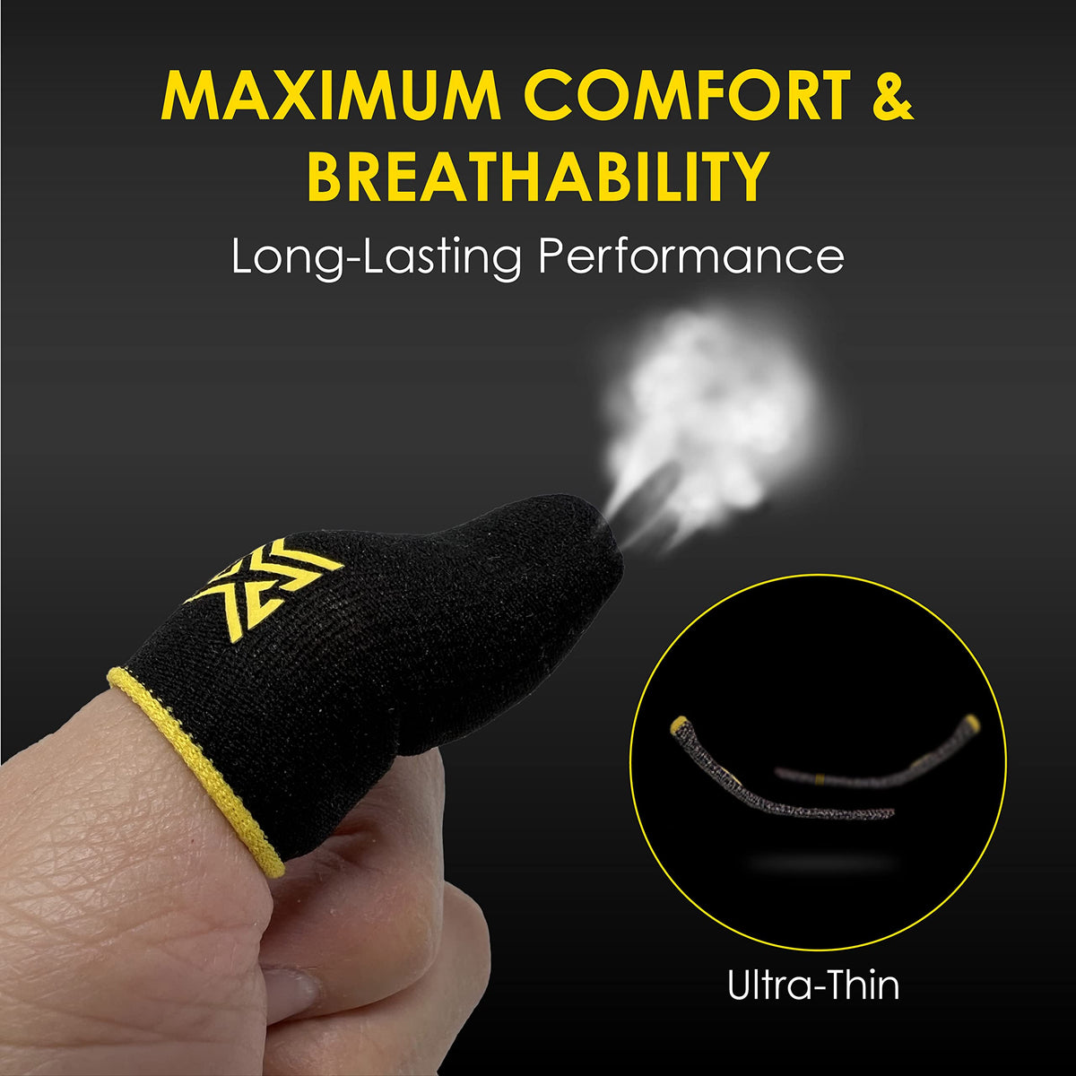 MGC ClawSocks 6 Pack Carbon, Gamer Finger & Thumb Sleeves, Mobile Gaming Stabilizer & Compression Support Black