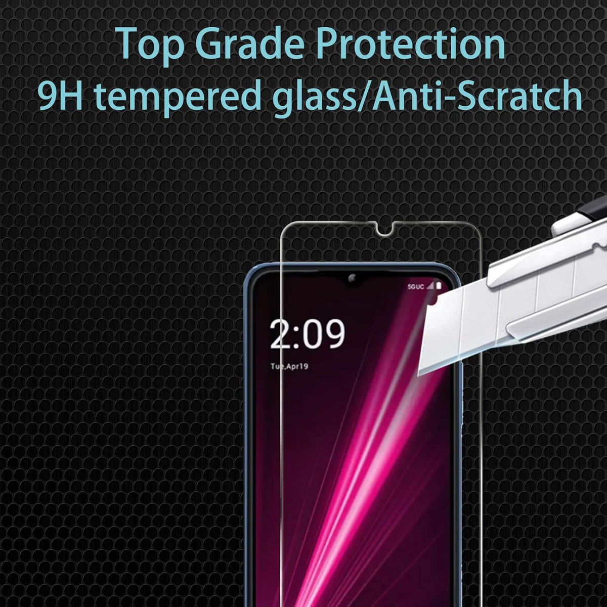 [3+2 Pack] Screen Protector for T-Mobile Revvl 6 with 2 Pack Camera Lens Protector, 9H Hardness, Anti-Scratch, Case