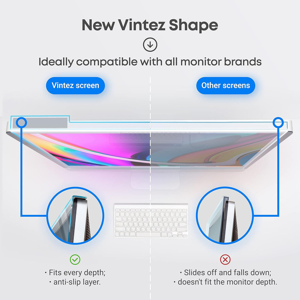 VINTEZ Blue Light Screen Protector for 19, 19.5 Inch Computer Monitor and Laptop – Anti-UV Blue Light Blocking Film for Desktop PC, Eye Protection Filter, 17.3" x 11.4", 1 Pack