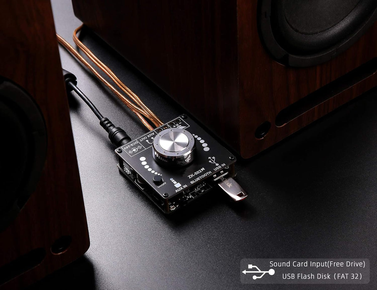 Mini Bluetooth Amplifier 50W+50W Dual Channel Stereo Power Output, DC 12V, Bluetooth, AUX, USB Input