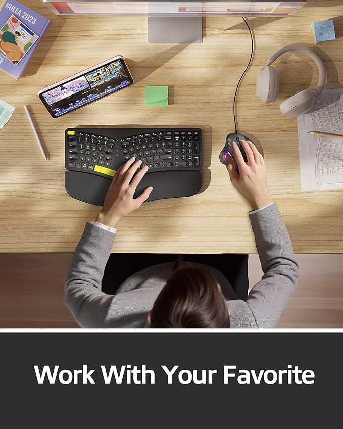 Nulea M509 Trackball Mouse Wired Ergonomic Design Easy Thumb Control Precise &amp Smooth Tracking 2-in-1 Interface (Type A &ampType C) Compatible for PC Laptop Mac Window(Purple).