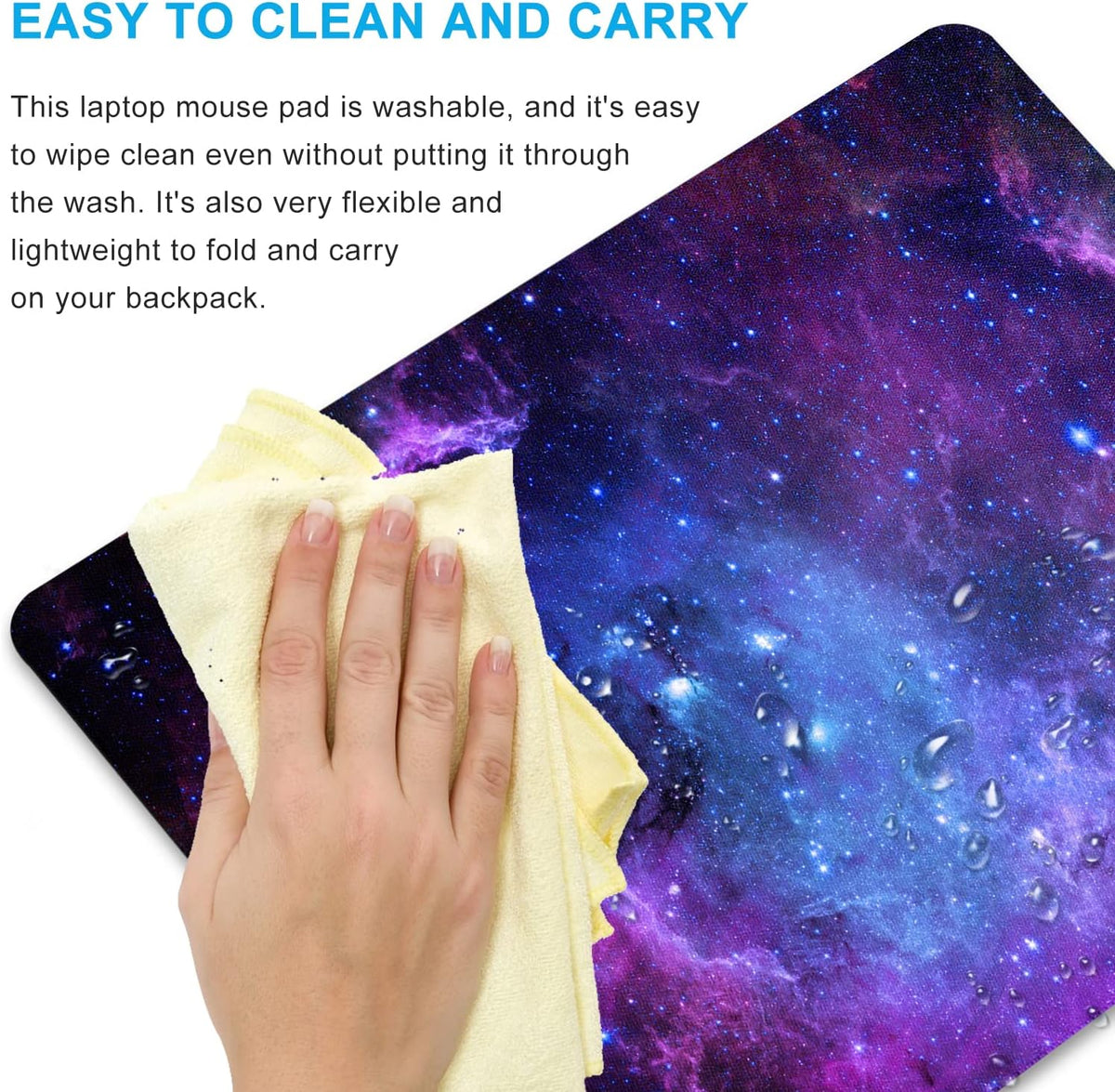 Purple Galaxy Mouse pad, Small Personalized Nebula Design Washable Rubber Mouse pad 9.5 X 7.9 inches