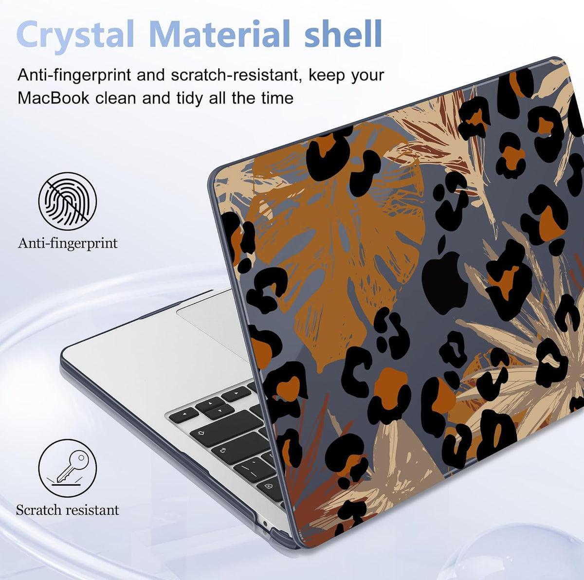 Case for MacBook Air 15 Inch 2025 2024 2023 Release M4 A3241 M3 A3114 M2 A2941, Hard Shell with Screen Protector & Keyboard Cover, Compatible with Touch ID - Palm Leaf