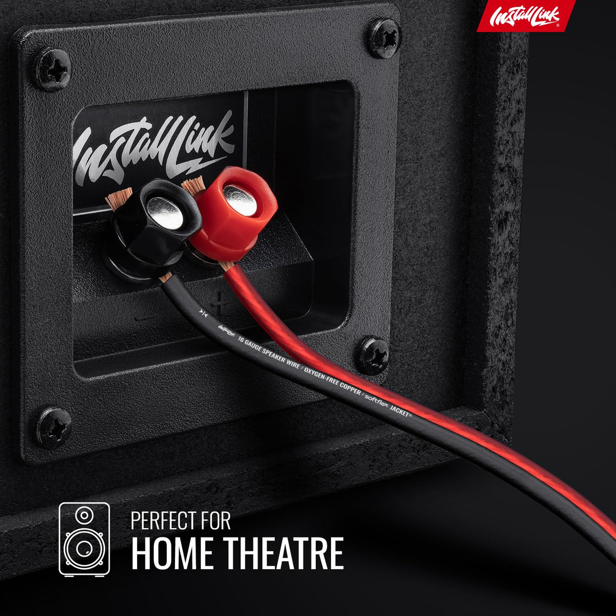 16 Gauge Pure Copper Speaker Wire (OFC) by Install Link, 30 Feet for Car or Home Theater