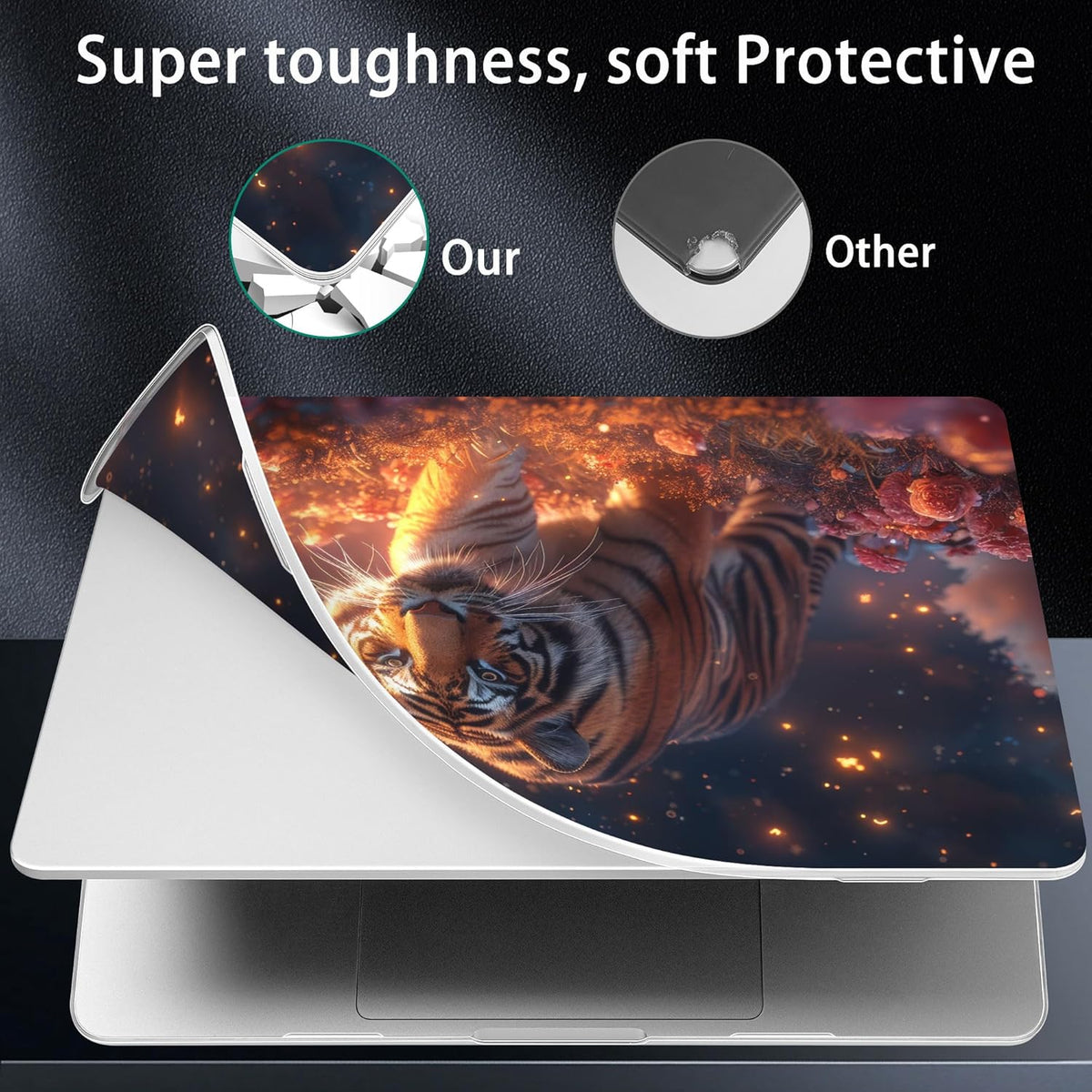 for MacBook Pro 16 inch Case 2021 2022 2023 2024 Release A3186 A3403 M4 A2991 M3 A2780 M2 A2485 M1 Pro/Max, Hard Shell Case with Screen Protector & Keyboard Cover, Dream Tiger