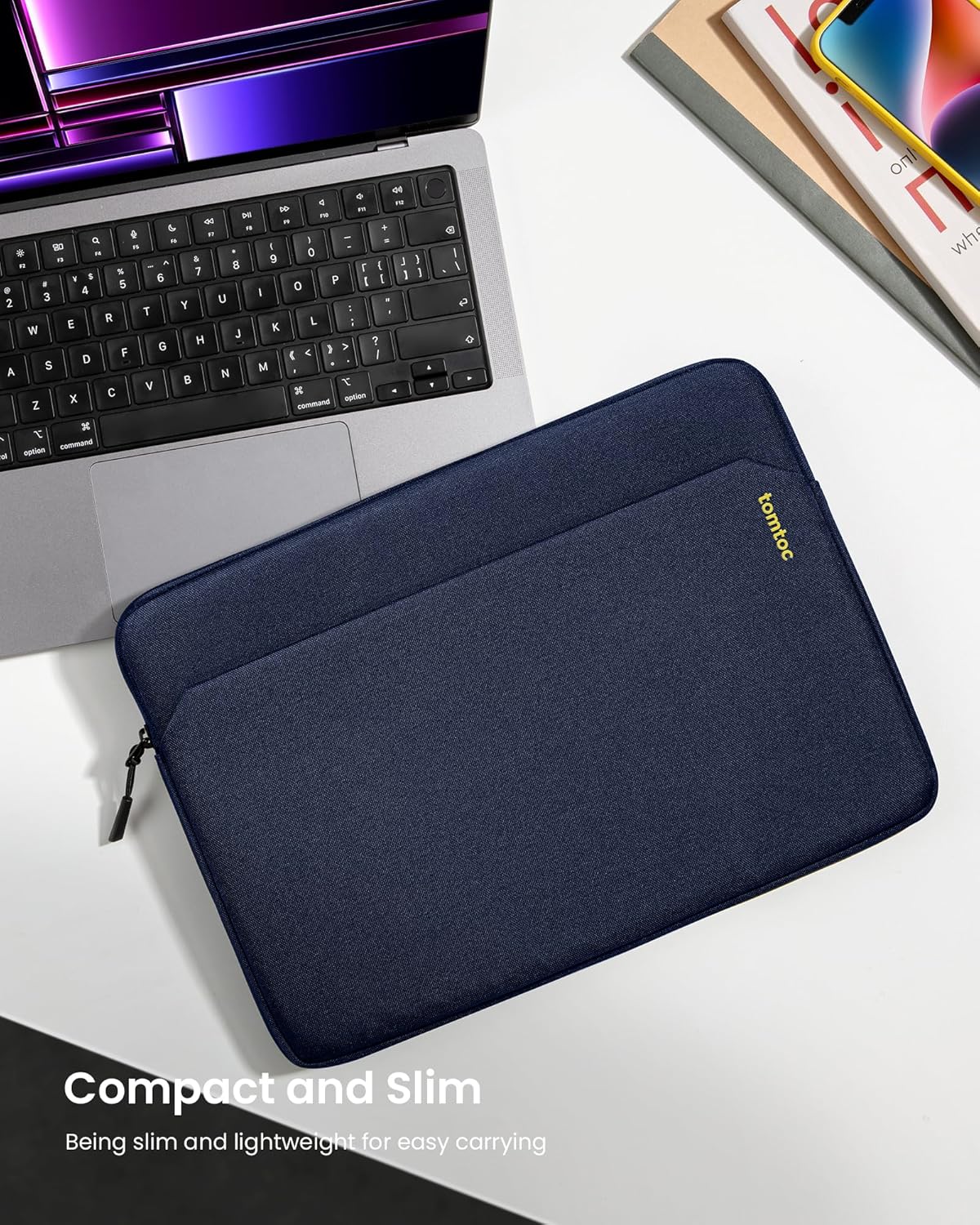 tomtoc Slim Laptop Sleeve Case for 13-inch New MacBook Air M4/A3420 M3/A3113 M2/A2681, M1/A2337 2025-2018, MacBook Pro M2/M1, Water-Resistant Protective Carrying Case with Accessories Pocket