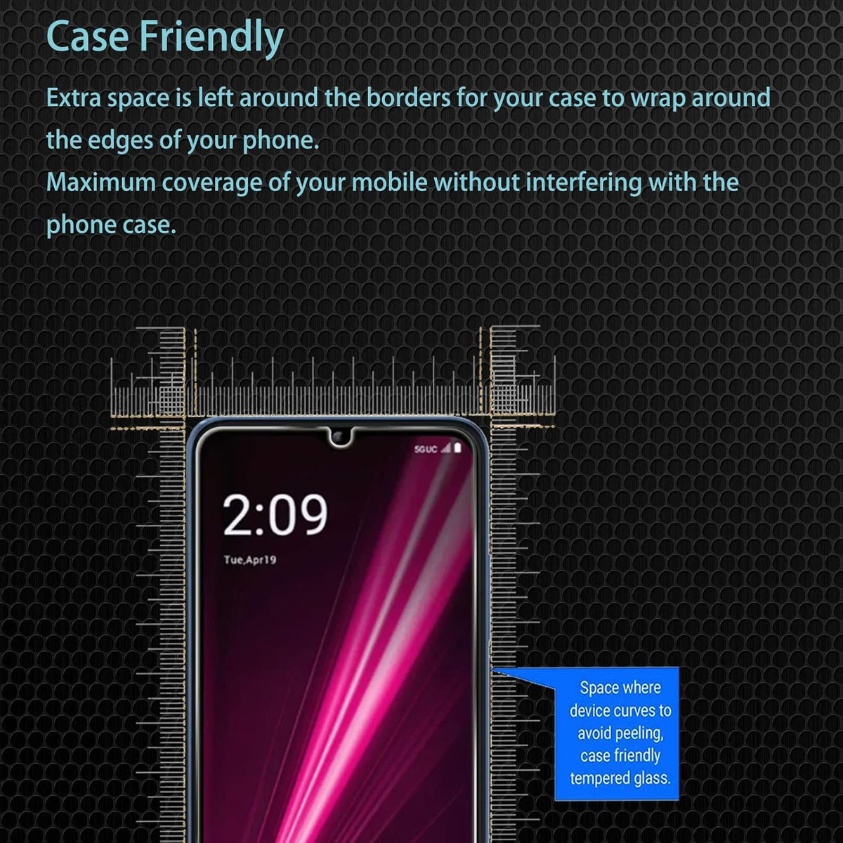 [3+2 Pack] Screen Protector for T-Mobile Revvl 6 with 2 Pack Camera Lens Protector, 9H Hardness, Anti-Scratch, Case