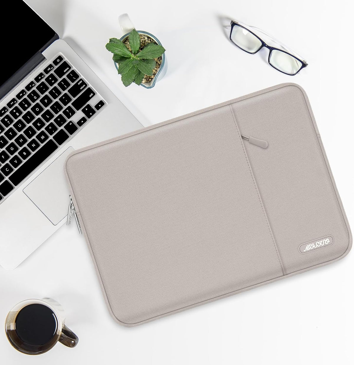 MOSISO Laptop Case 16 inch, 15-15.6 inch Laptop Sleeve Compatible with MacBook Pro 16 M4 M3 M2 M1, HP Acer Dell Lenovo ASUS Notebook, Polyester Vertical Computer Sleeve Bag with Pocket, Stone Gray