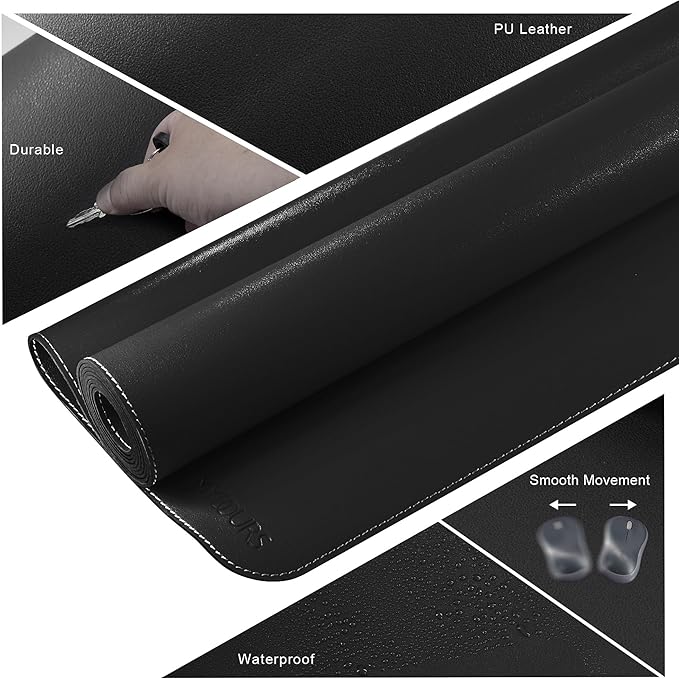 Mydours 55x28 Extra Large Desk Mat - Full Desk Blotter Pad Desktop Computer Desk Mat Waterproof Desk Protector Mat Large Mouse Pad for Desk for Writing Workspace Home and Office (Black)