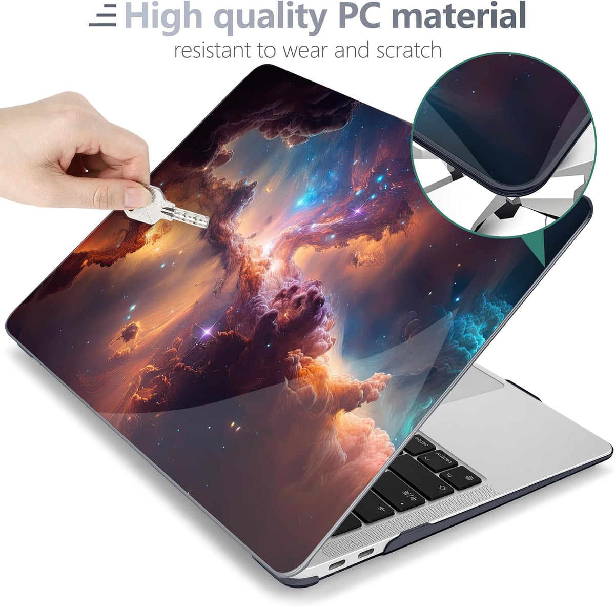 Batianda Case for M1 MacBook Air 13 Inch Model A2337 A2179 A1932 2021 2020 2019 Release,3D Painted Creative Series Design Hard Shell with Keyboard Cover & Screen Protector, Nebula