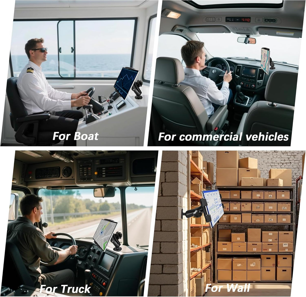 Aluminum Heavy-Duty Truck Tablet Mount for Truck, Drill Base Tablet Holder for 7.5''-10.2'' Tablets & iPad,(Dashboard/Boat/Commercial Use) with Quick-Release Lock.