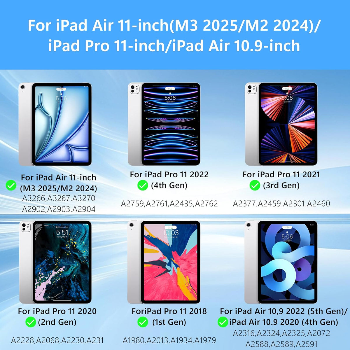 for iPad Pro 11 inch Case with Keyboard,Keyboard Case for iPad Air 11 inch (M2) 2024 & iPad Pro 11 in (1st/2nd/3rd/4th Gen),Magic-Style Magnetic - Backlit Keyboard (Blue)