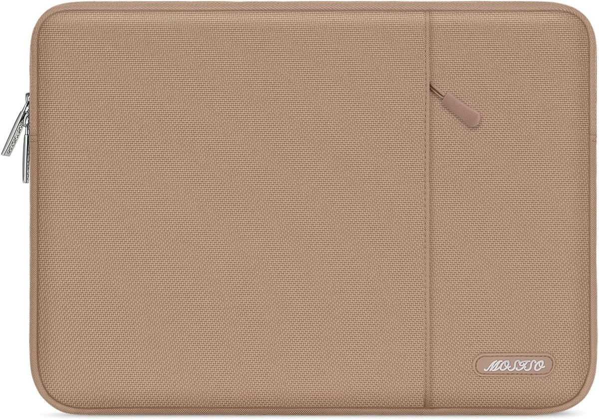 MOSISO Laptop Case 13.3 inch, 13-13.3 inch Laptop Sleeve Compatible with MacBook Air/Pro 13 / Pro 14, HP Dell ASUS Lenovo Notebook, Polyester Vertical Computer Sleeve Bag with Pocket, Bronze Brown
