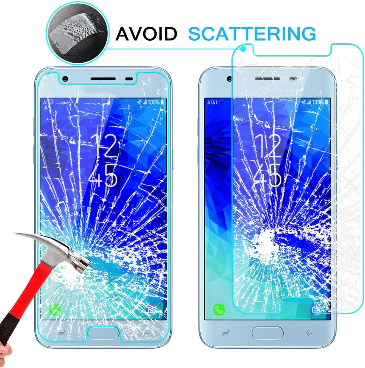 [2 Pack] Tempered Glass Screen Protector Frontier for Samsung Galaxy J3 2018 SM-J337A SM-J337