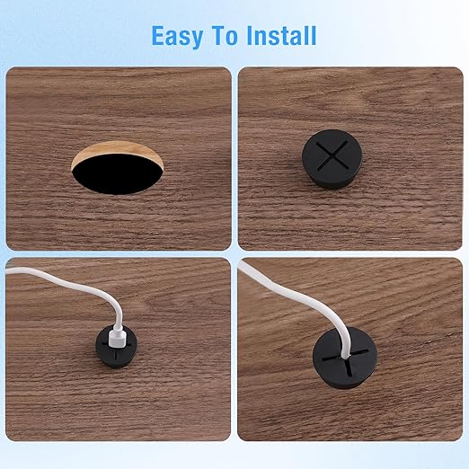 BOPOREAE Desk Grommet, 3/4 in 20 mm Black 8 Pcs Silicone Rubber Grommets
