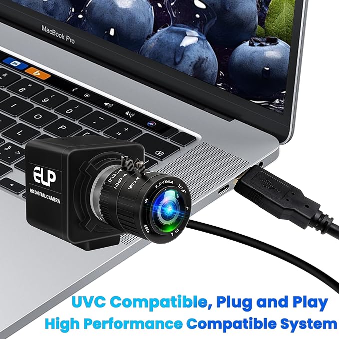 USB Camera 4K 12 Megapixels USB Webcam 1080P 120fps High Speed Golf Swing Cam with 3X Manual Optical Zoom Lens Close up PC Computer Plug and Play for Live Streaming Industrial Project Meeting