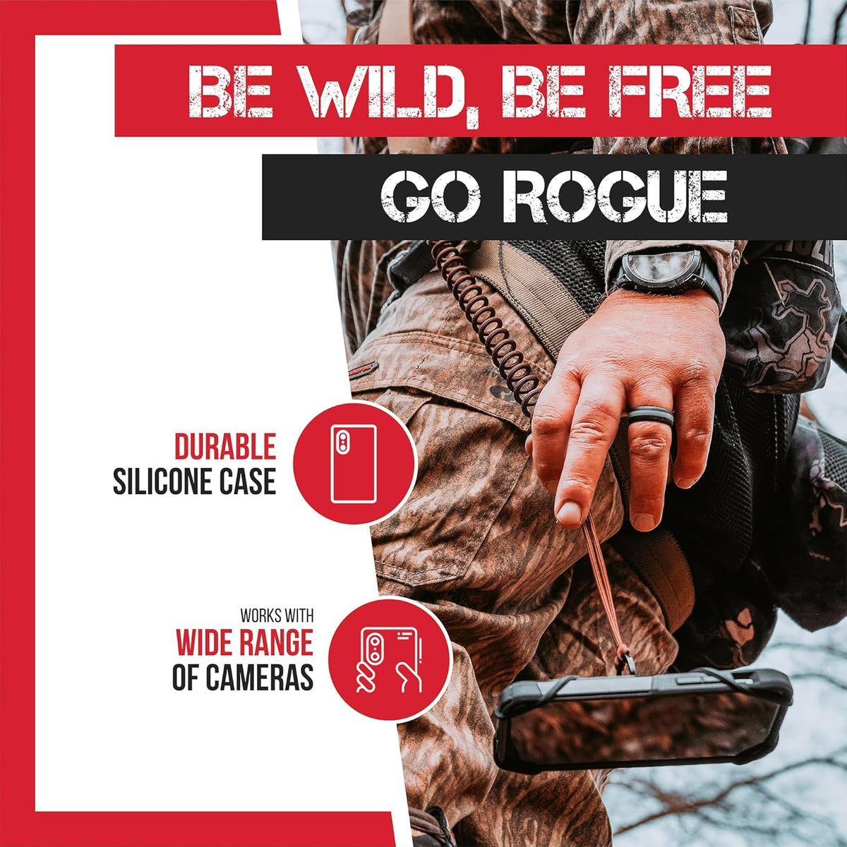 Rogue Fishing The Protector Phone Tether - Retractable Phone Leash for Kayak, Skiing & Hiking - Phone Security Strap Anti Theft - Anti Pickpocket