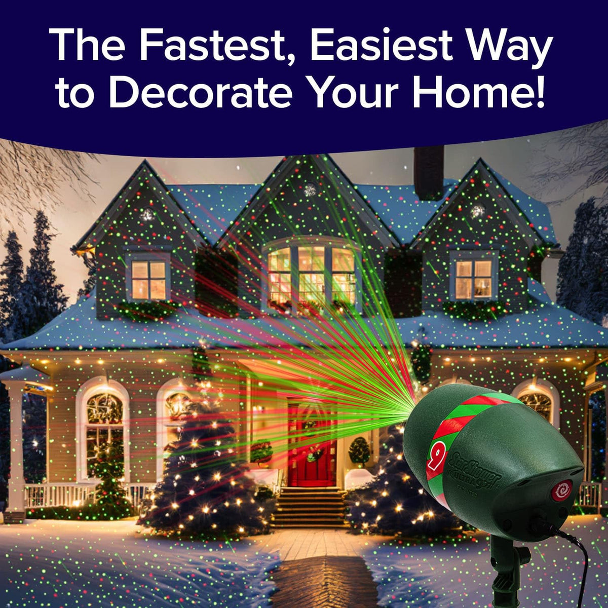 Star Shower Ultra 9 Outdoor Laser Light Show, AS SEEN ON TV, New 9 Unique Patterns, Showers Home w/Thousands of Lights, 3 Color Combinations, Motion