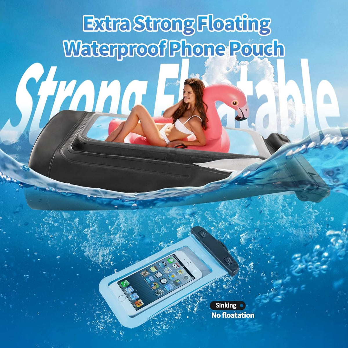 2L Large Waterproof Phone Pouch - [Oversized] [Floating] Waterproof Pouch for iPhone Galaxy Google and More, IPX8 Waterproof Dry Bag for Beach Vacation Belongings