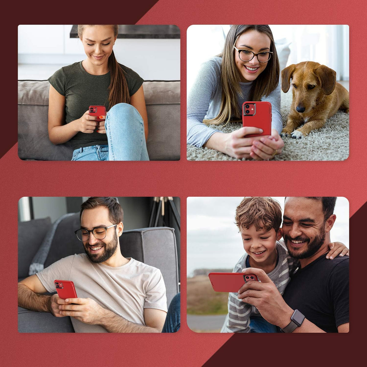 ORIbox Liquid Silicone Heavy Duty Shockproof Case for iPhone 11 Pro Max, 10 FT Military Grade Drop Protection - Red