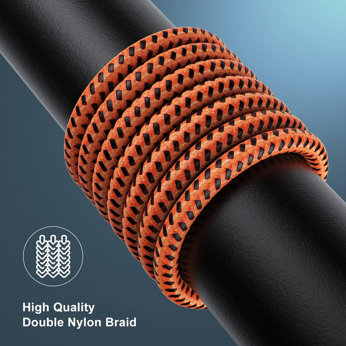 Essri 1FT iPhone Charger Cord 2Pack, [MFI Certified] USB to Lightning Cable, Nylon Braided Long Charging Cable - Orange