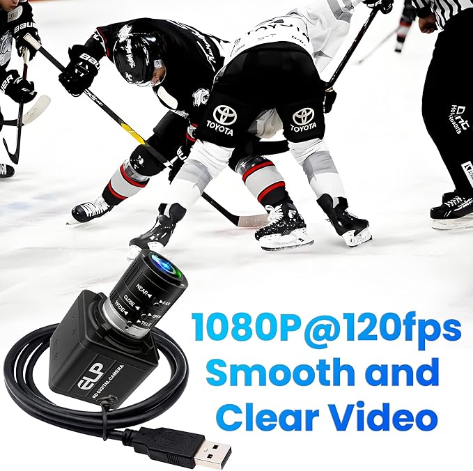 USB Camera 4K 12 Megapixels USB Webcam 1080P 120fps High Speed Golf Swing Cam with 3X Manual Optical Zoom Lens Close up PC Computer Plug and Play for Live Streaming Industrial Project Meeting
