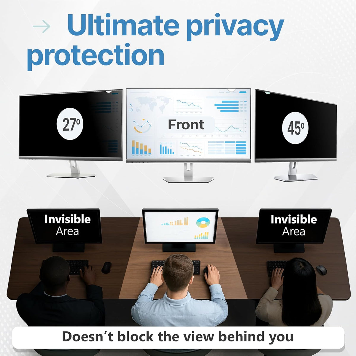 VINTEZ [2 Pack] 23.8 Inch 16:9 Privacy Screen for Computer Monitor and Laptop - Anti Glare Protector Film Blue Light Filter Eye Protection - Computer Screen Privacy Shield