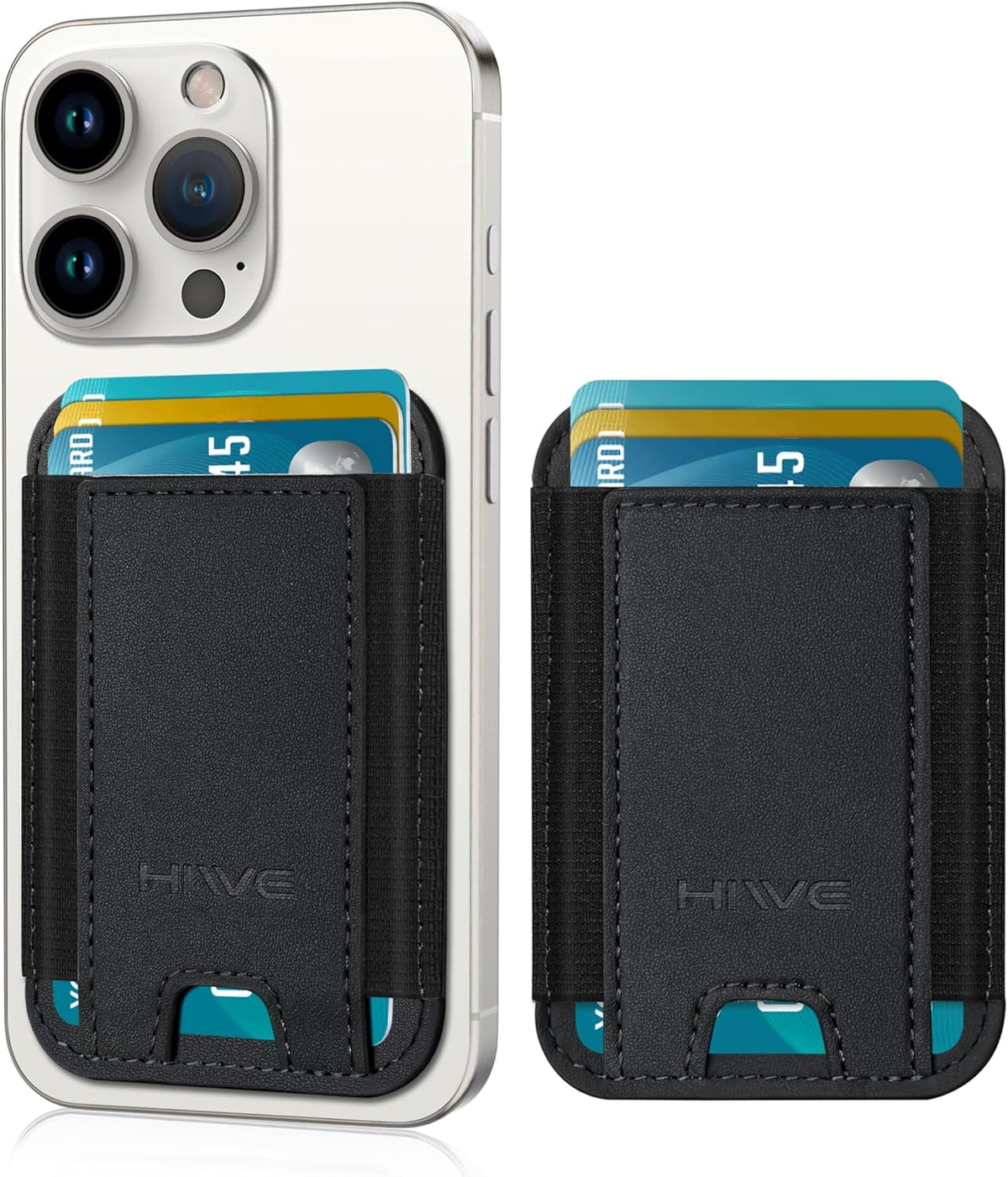 Phone Card Holder, Premium Leather Stick-On Wallet, Strong Adhesive Pocket for iPhone, Samsung & Most Smartphones, Fit
