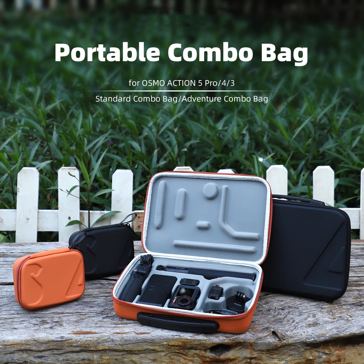 FSIDIWT Carrying Case for DJI Osmo Action 5 Pro/4/3, Portable PU Storage Travel Bag for DJI Osmo Action 5 Pro/4/3 Accessories (Black)
