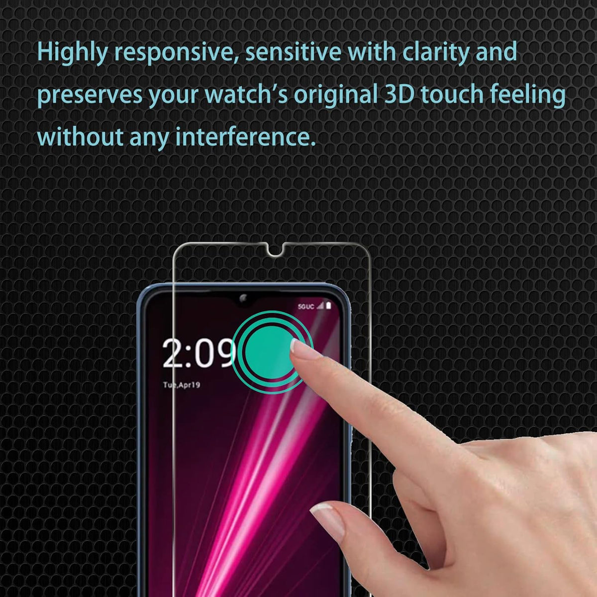 [3+2 Pack] Screen Protector for T-Mobile Revvl 6 with 2 Pack Camera Lens Protector, 9H Hardness, Anti-Scratch, Case