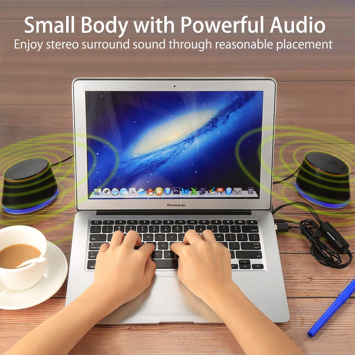 SW102 Computer Speakers, 5Wx2, Stereo 2.0 USB Powered Multimedia Speakers in Black