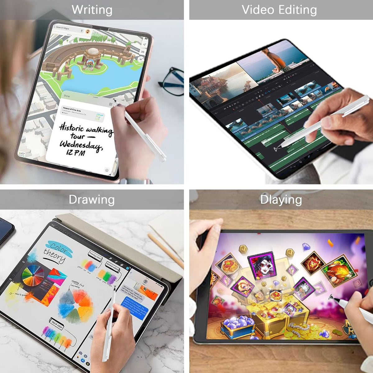 High Precision Stylus for Touch Screens, Stylus Pens for iPad/Apple/iPhone/Mini/Air/Android/Microsoft/Surface (White)